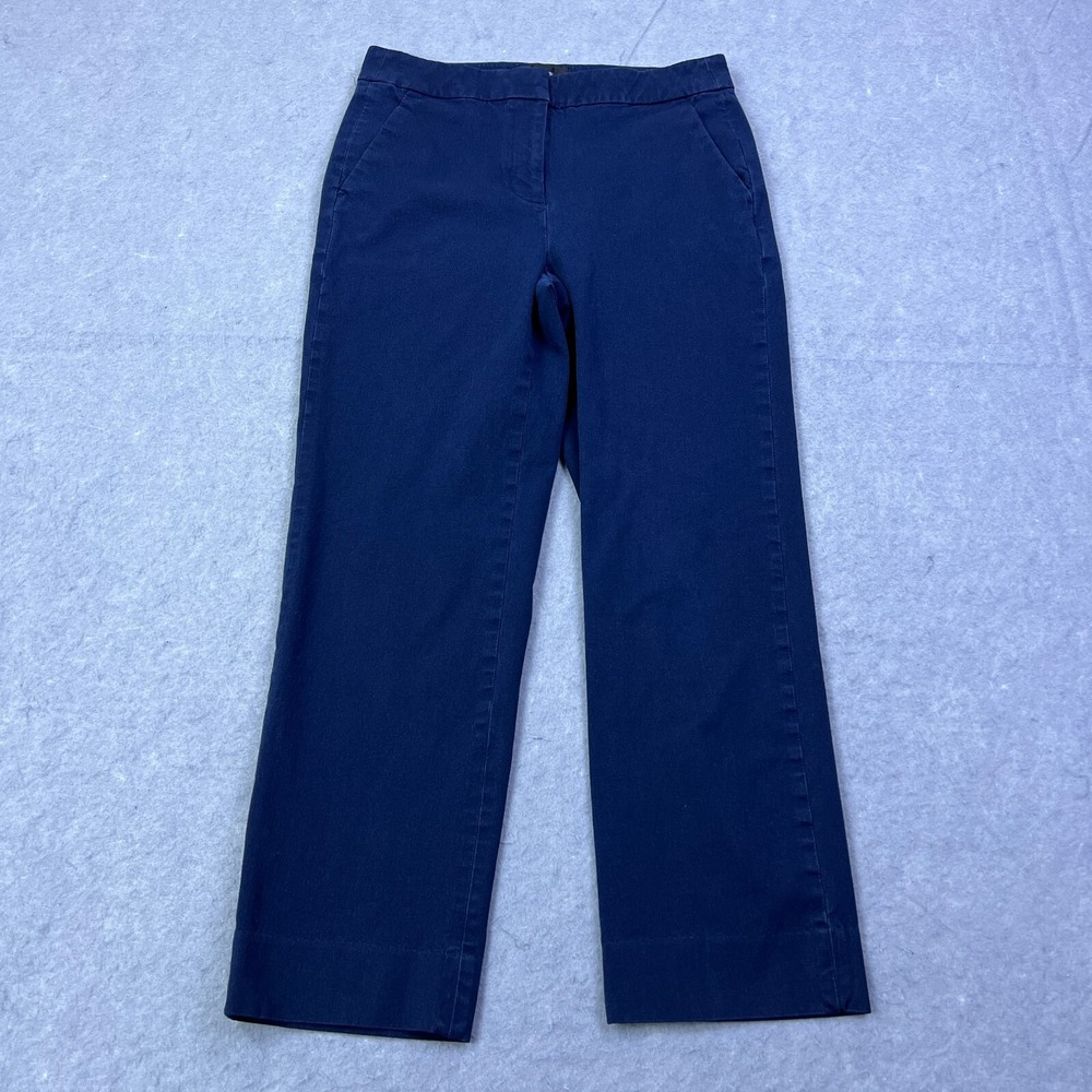 J. Crew Kate Straight Leg Chino Pants Women's 4 Navy Bi-Stretch Mid Rise‎ Casual